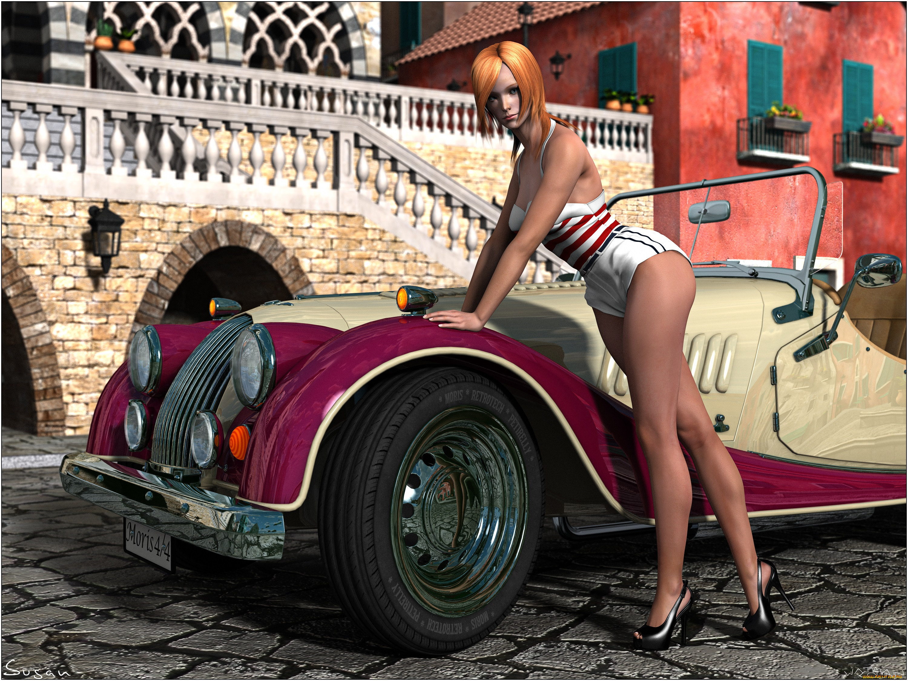 , 3d car&girl, , 